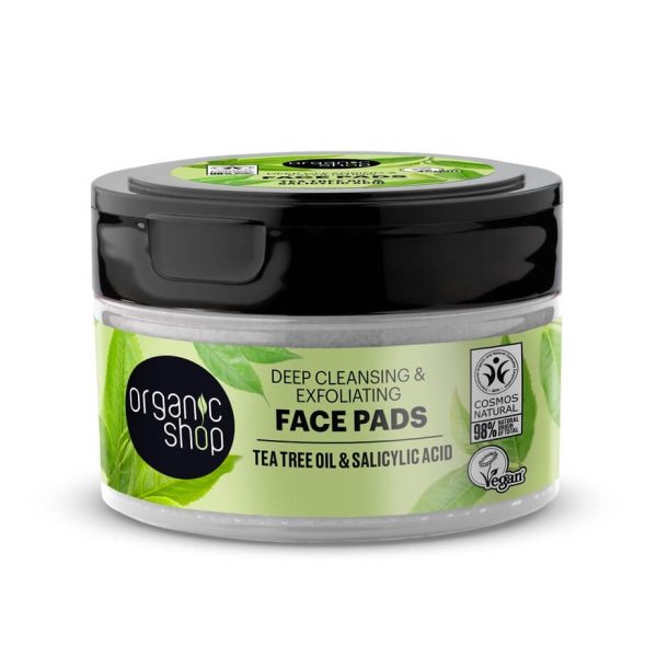 ORGANIC SHOP Tea Tree Oil & Salicylic Acid – Deep Cleansing & Exfoliating Face Pads