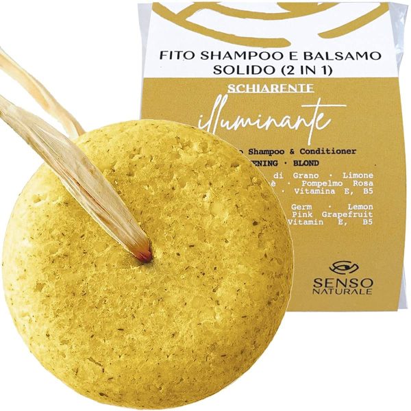 SENSO NATURALE Fito Shampoo e Balsamo Solido 2 in 1 Illuminante Schiarente